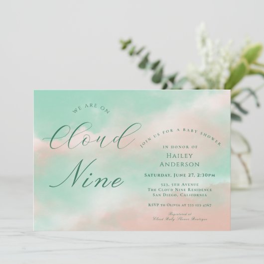 Moderne Elegante Cloud Nine Baby Shower Kaart (Staand voorkant)