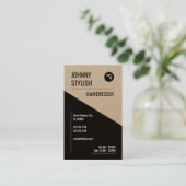 Moderne elegante contrasttoon zwart met duo-toon visitekaartje (Staand voorkant)