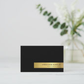 Moderne, elegante Creative Black Gold Stripe Luxe Visitekaartje (Staand voorkant)