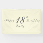 Moderne Elegante Crème 18e Verjaardagsfeest Spandoek (Horizontaal)