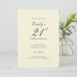 Moderne Elegante Crème 21e Verjaardagsfeest Kaart