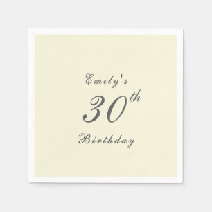 Moderne Elegante Crème 30e Verjaardagsfeest Papier Servet