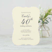 Moderne Elegante Crème 40e Verjaardagsfeest
