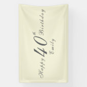 Moderne Elegante Crème 40e Verjaardagsfeest Spandoek (Verticaal)