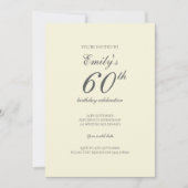Moderne Elegante Crème 60e Verjaardagsfeest Kaart (Voorkant)