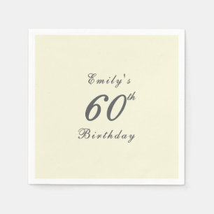 Moderne Elegante Crème 60e Verjaardagsfeest Papier Servet