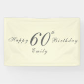Moderne Elegante Crème 60e Verjaardagsfeest Spandoek (Horizontaal)
