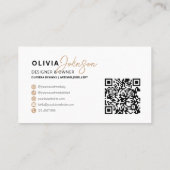 Moderne Elegante Crème + Gele Typografie QR Code Visitekaartje (Achterkant)