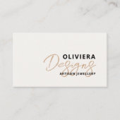 Moderne Elegante Crème + Gele Typografie QR Code Visitekaartje (Voorkant)