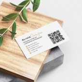 Moderne Elegante Crème + Gele Typografie QR Code Visitekaartje