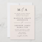 Moderne Elegante Crème Monogram Trouwdag Kaart (Voorkant)
