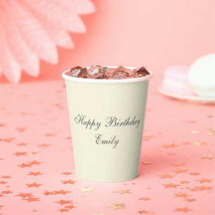 Moderne Elegante Crème Verjaardagsfeest Papieren Bekers