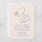 Moderne Elegante Crème Wij Doen Bruiloft Kaart (Voorkant)