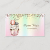 Moderne Elegante Cupcake, Snoepgoed, Macaroon Holo Visitekaartje (Voorkant)