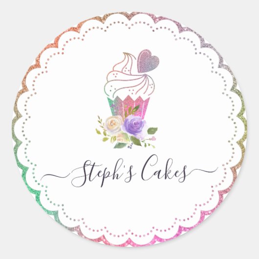 Moderne elegante custom cakery business ronde sticker (Voorkant)