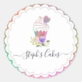 Moderne elegante custom cakery business ronde sticker
