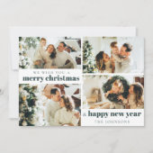 Moderne Elegante Custom Foto Kerstmis Donkergroen Feestdagenkaart (Voorkant)