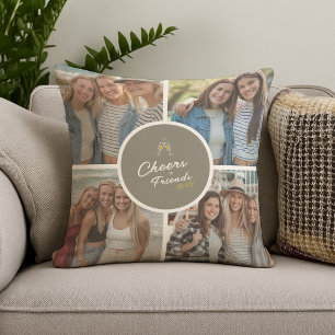Moderne elegante Custom Photo Collage Vriendschap Kussen