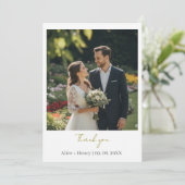Moderne Elegante Custom Photo Wedding Dank u Bedankkaart (Staand voorkant)