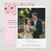 Moderne Elegante Custom Photo Wedding Dank u Bedankkaart (Voorkant / Achterkant)