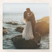 Moderne Elegante Custom Wedding Fotografie Glazen Onderzetter (Voorkant)