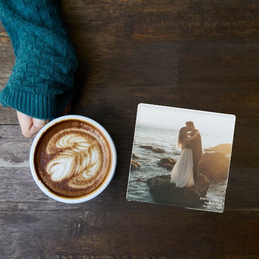 Moderne Elegante Custom Wedding Fotografie Glazen Onderzetter