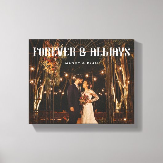 Moderne Elegante Custom Wedding Paar Foto Canvas Afdruk (Voorkant)