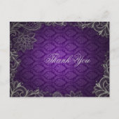 Moderne elegante Damask paarse bruiloft Bedankt Briefkaart (Voorkant)