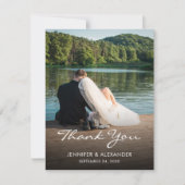 Moderne elegante dank u Trouwfoto Notitiekaartje (Voorkant)