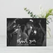 Moderne Elegante Dankjewel Script Foto  Bedankkaart (Staand voorkant)