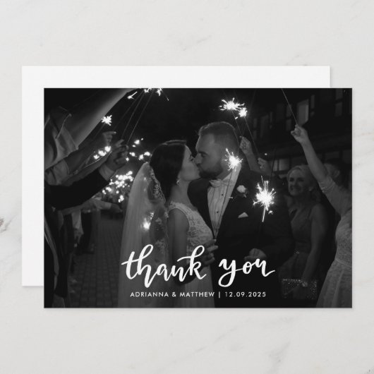 Moderne Elegante Dankjewel Script Foto  Bedankkaart (Voorkant / Achterkant)