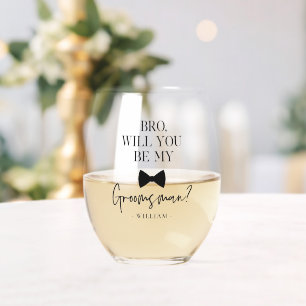 Moderne Elegante Das Bruidegom Cadeau Aanzoek Wijnglas Zonder Voet