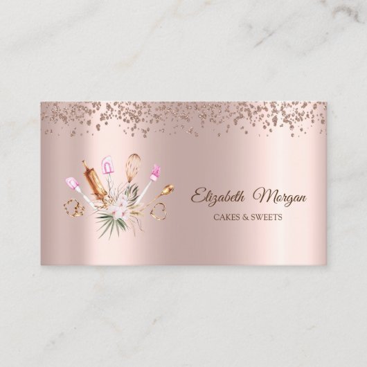 Moderne elegante diamanten, bloemenbakkerij gereed visitekaartje (Voorkant)