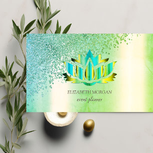 Moderne Elegante Diamanten Lotus Groen Visitekaartje