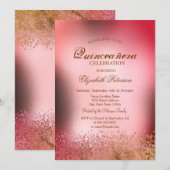 Moderne Elegante Diamanten Metallic Quinceañera Kaart (Voorkant / Achterkant)