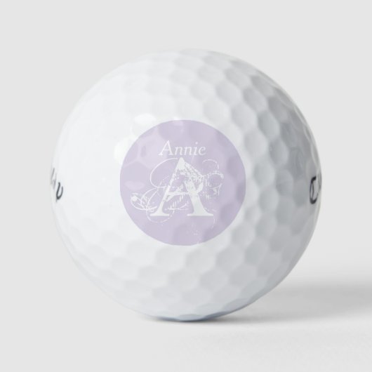 Moderne Elegante DIY Lavendel Witte Golfer Monogra Golfballen (Voorkant)