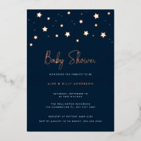 Moderne Elegante Donkerblauwe Sterren Ouders Baby