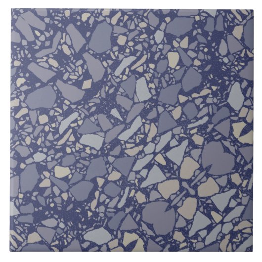 Moderne Elegante Donkerblauwe Terrazzo-effect tege Tegeltje (Voorkant)
