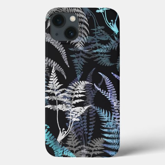 Moderne Elegante Donkerblauwe Varensbladeren Case-Mate iPhone Case (Achterkant)