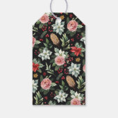 Moderne Elegante Donkere Bloemen Kerstmis Cadeaulabel (Achterkant)