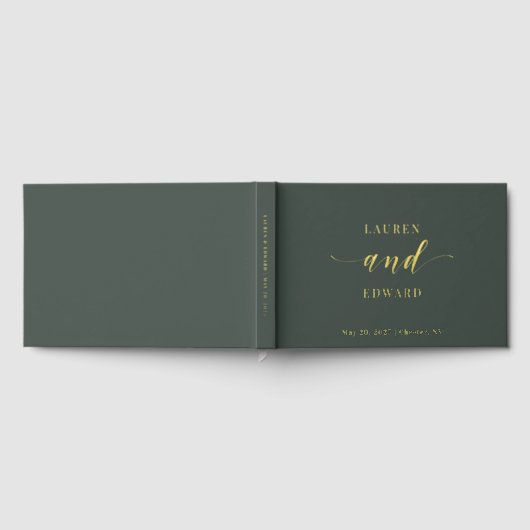 Moderne Elegante Donkere Wijze en Gouden Huwelijk Gastenboek (Volledig)