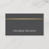 Moderne Elegante Donkergrijze Faux Gold Line Consu Visitekaartje (Voorkant)