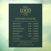 Moderne Elegante Donkergroene | Openingstijden Bed Raamsticker (Vel 3)