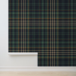 Moderne Elegante Donkergroene Plaid Behang