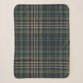 Moderne Elegante Donkergroene Plaid Sherpa Deken (Voorkant)