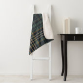 Moderne Elegante Donkergroene Plaid Sherpa Deken (In situ)