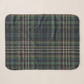 Moderne Elegante Donkergroene Plaid Sherpa Deken (Voorkant (horizontaal))
