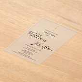 Moderne elegante doop doopsel gouden kruis acryl uitnodigingen (Laagn)