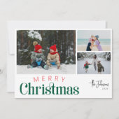 Moderne Elegante Drie Foto Collage Kerstmis Feestdagenkaart (Voorkant)