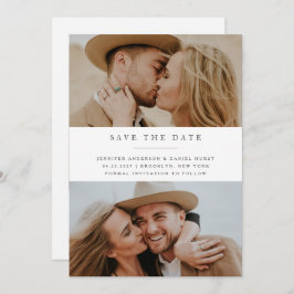 Moderne Elegante drie Foto Save the Date